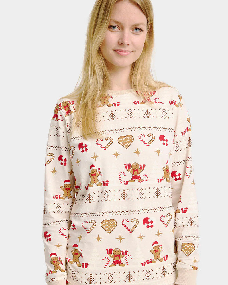 Beige Christmas Pyjama for Women Gingercookies Men