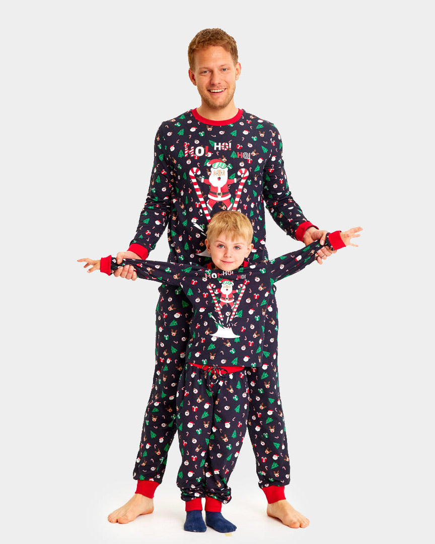 Christmas Pyjama for Children with Skiing Santa and mens