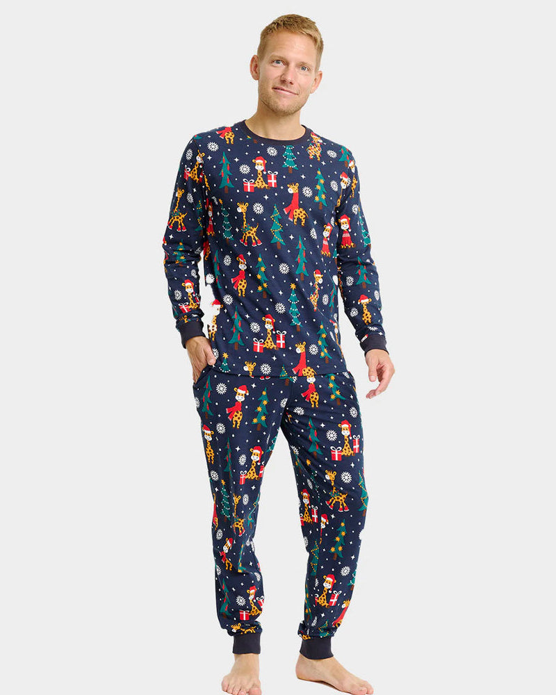 Christmas Pyjama for Family with Giraffes Men
