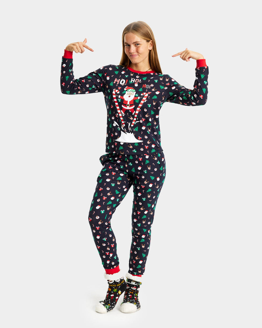 Christmas Pyjama for Women with Skiing Santa