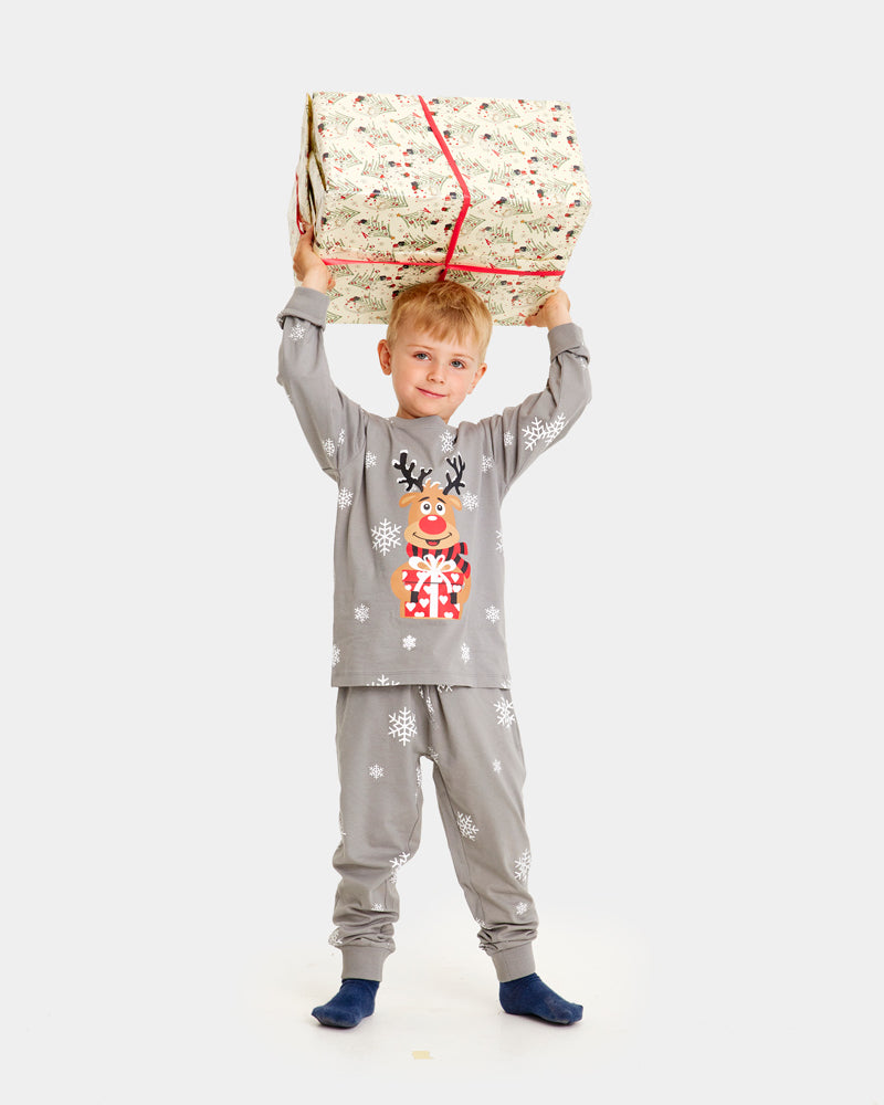 Grey Christmas Pyjama Children and Family Rudolph the Reindeer