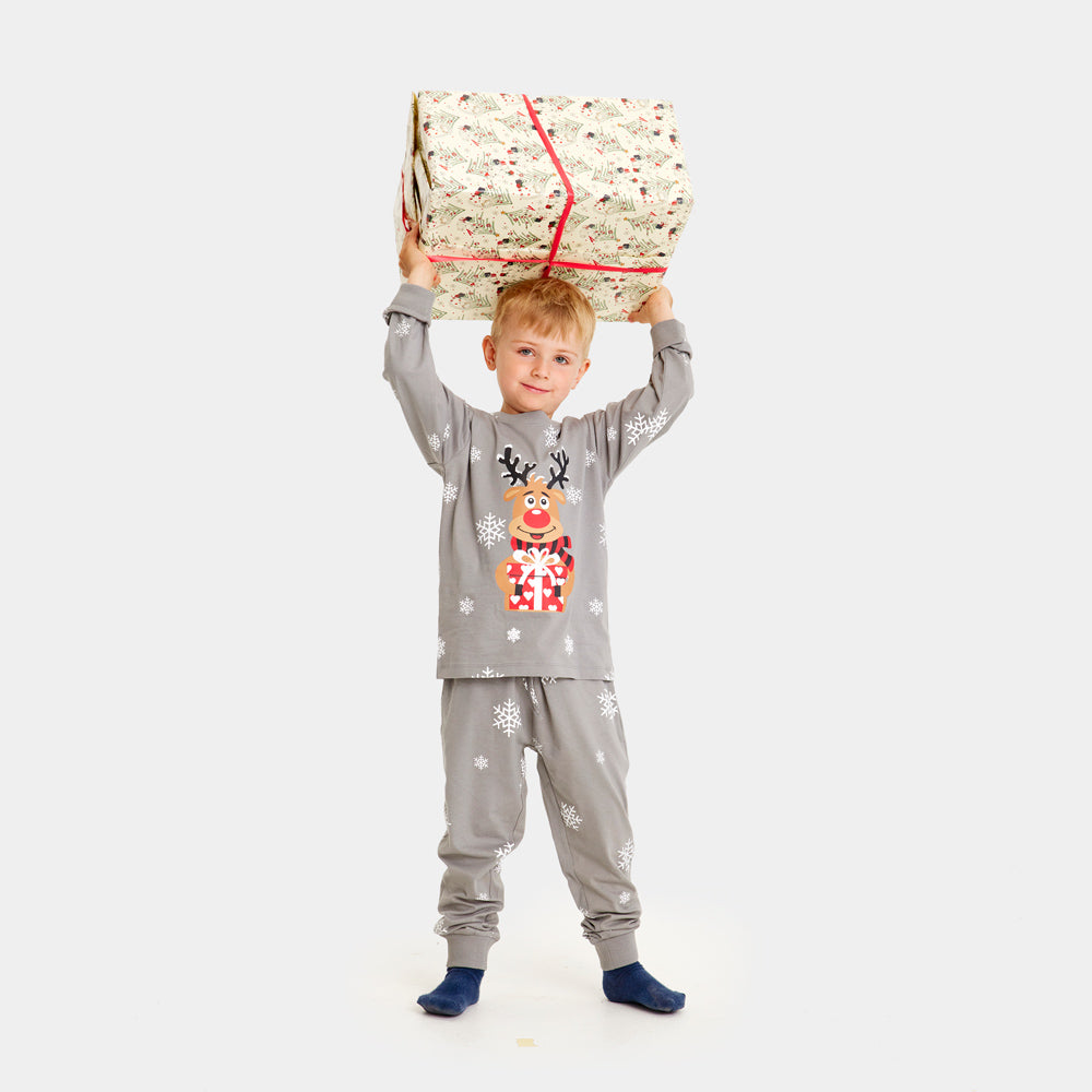 Grey Christmas Pyjama Children and Family Rudolph the Reindeer