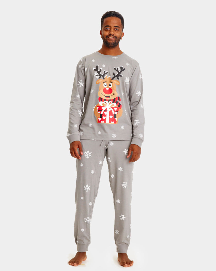 Grey Christmas Pyjama for Family with Rudolph the Reindeer Mens