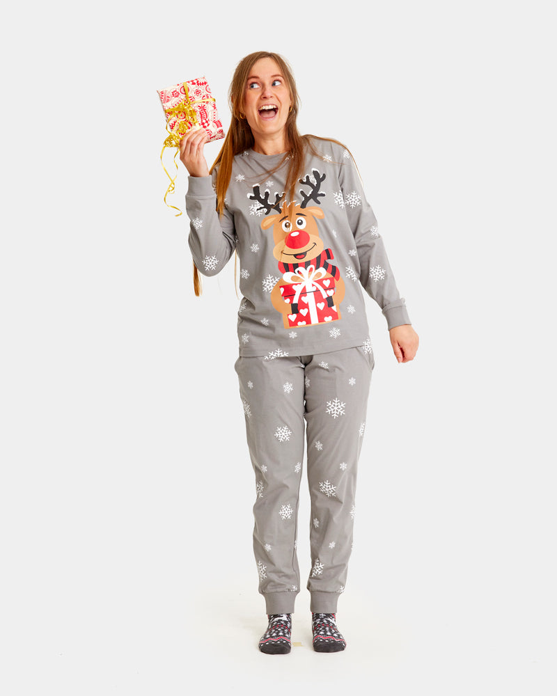 Grey Christmas Pyjama for Women Rudolph the Reindeer