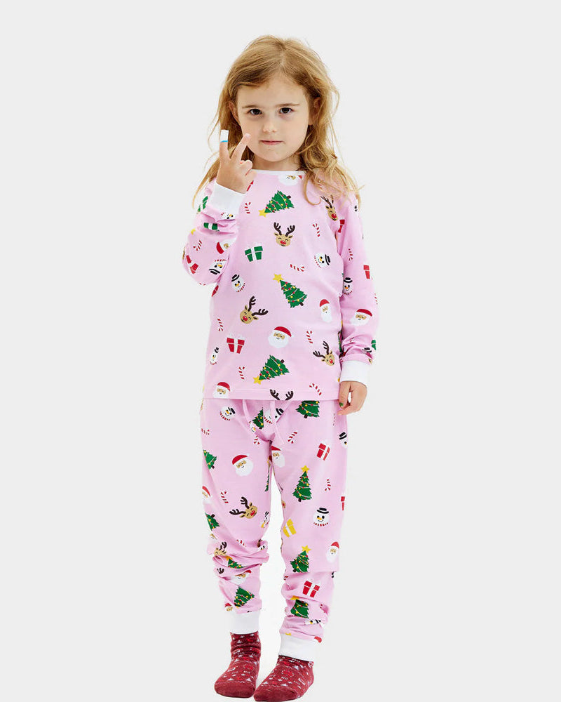 Pink Christmas Pyjama for Children with Christmas Motifs Girl
