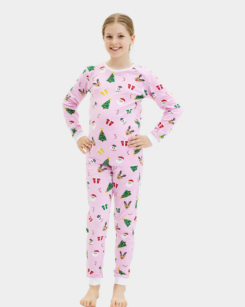 Pink Christmas Pyjama for Children with Christmas Motifs