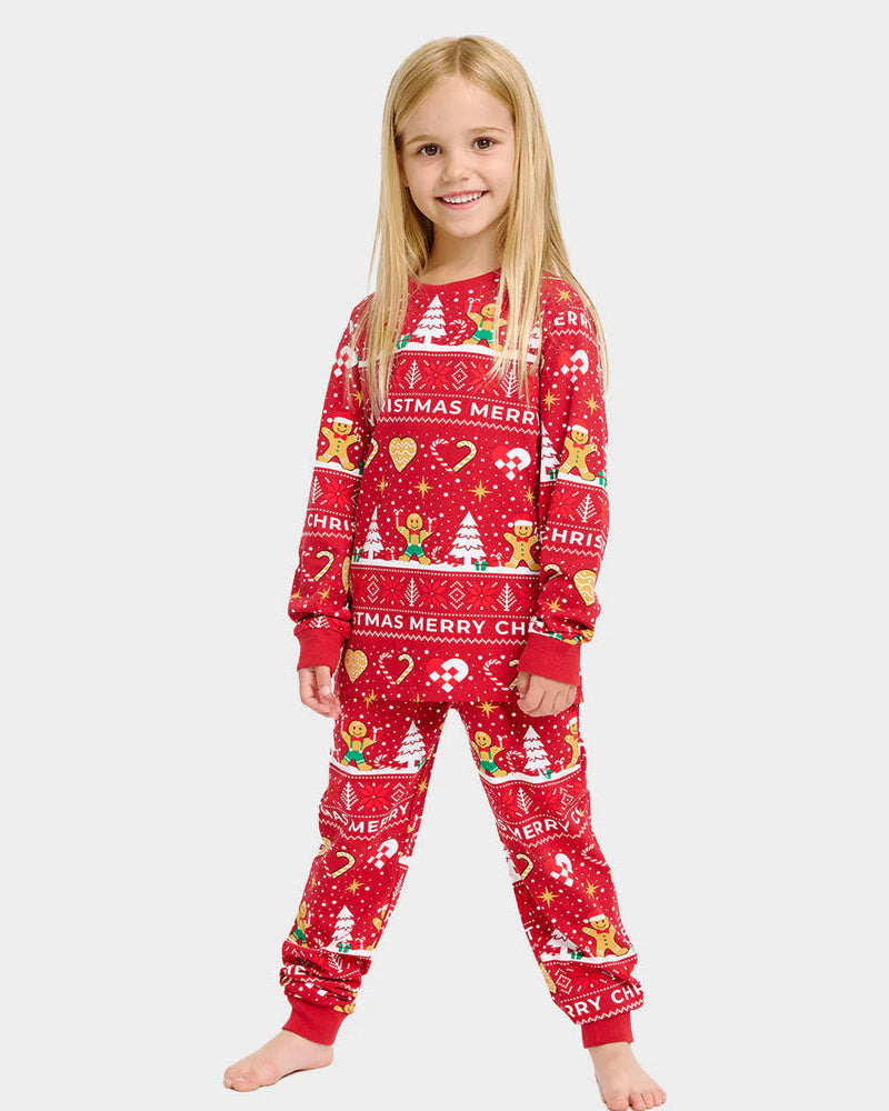 Red Christmas Pyjama for Children Girl Gingercookies