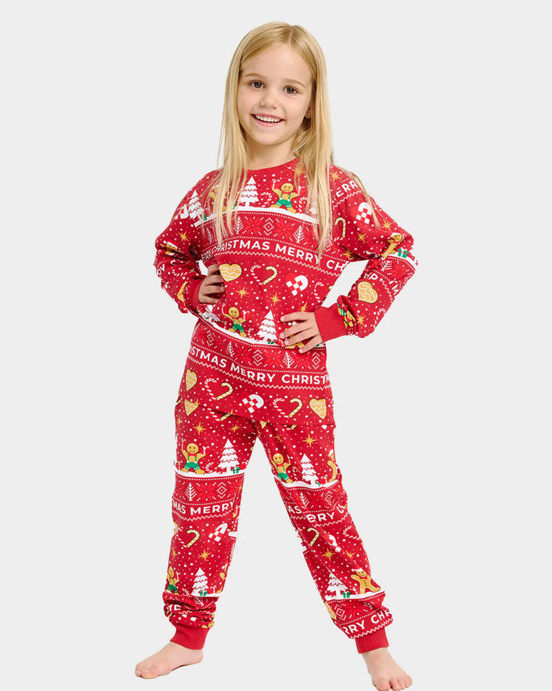 Red Christmas Pyjama for Children Gingercookies Girl