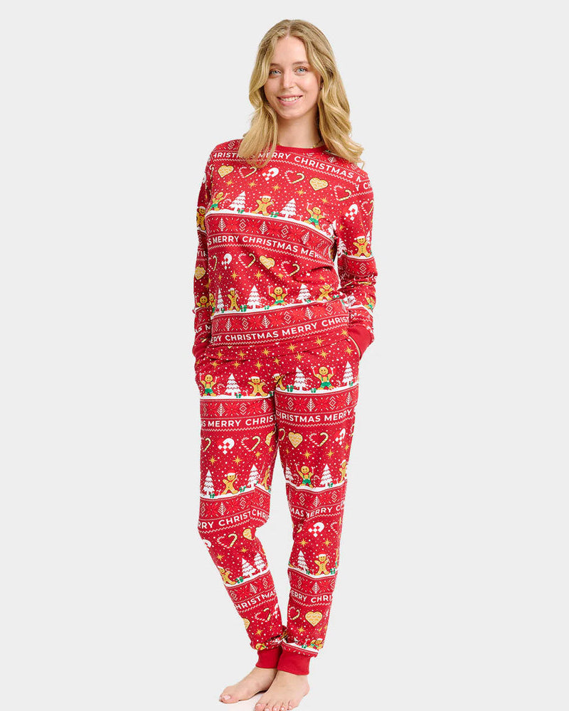 Red Christmas Pyjama for Family Gingercookies Women