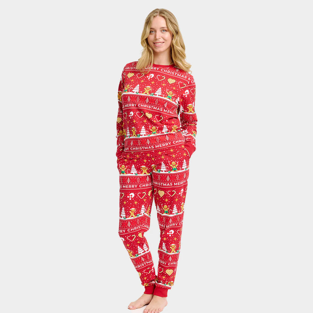 Red Christmas Pyjama for Family Gingercookies Women