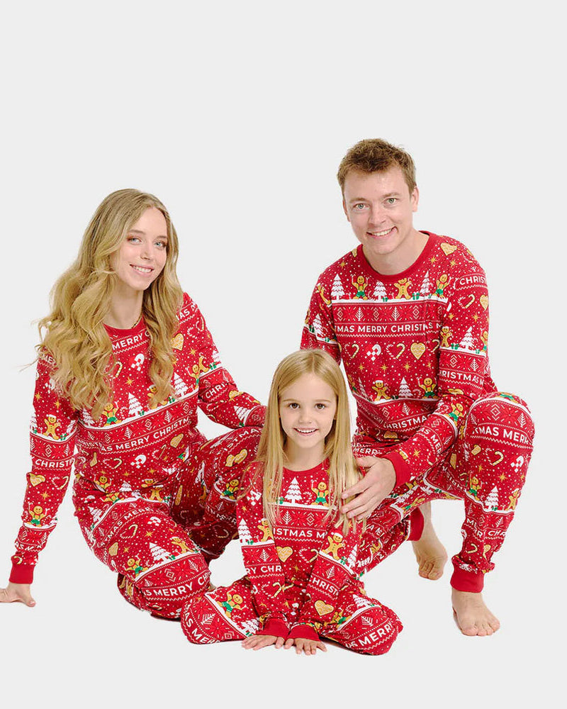 Red Christmas Pyjama for Family Gingercookies