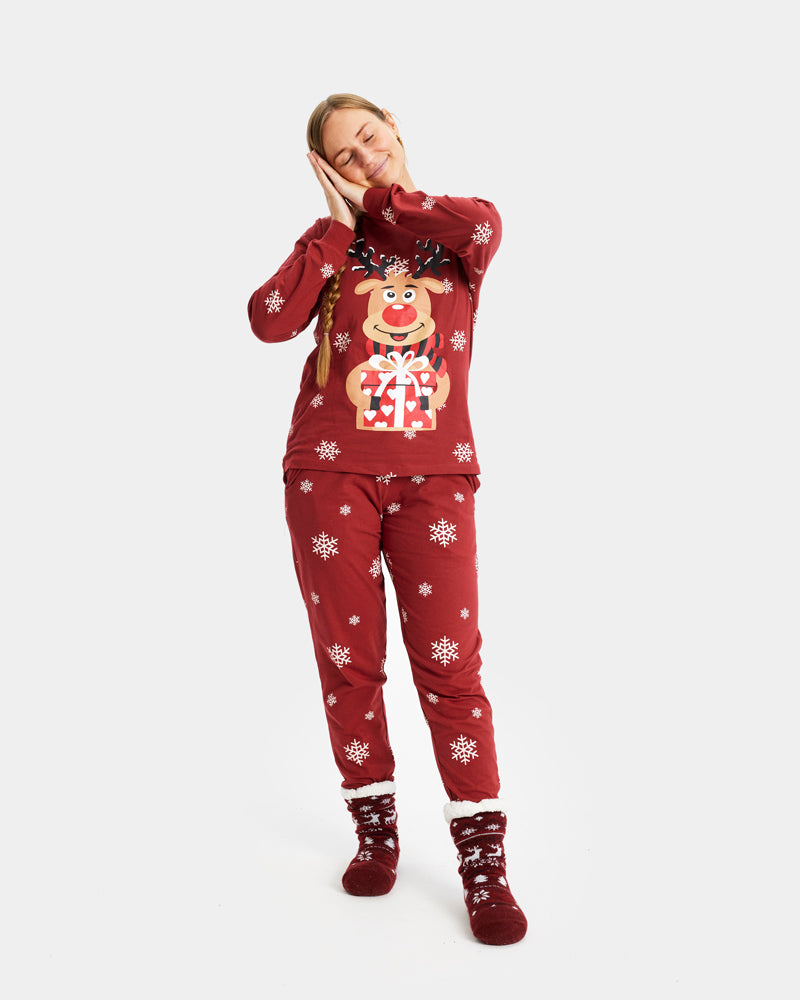 Red Christmas Pyjama Womens Rudolph the Reindeer