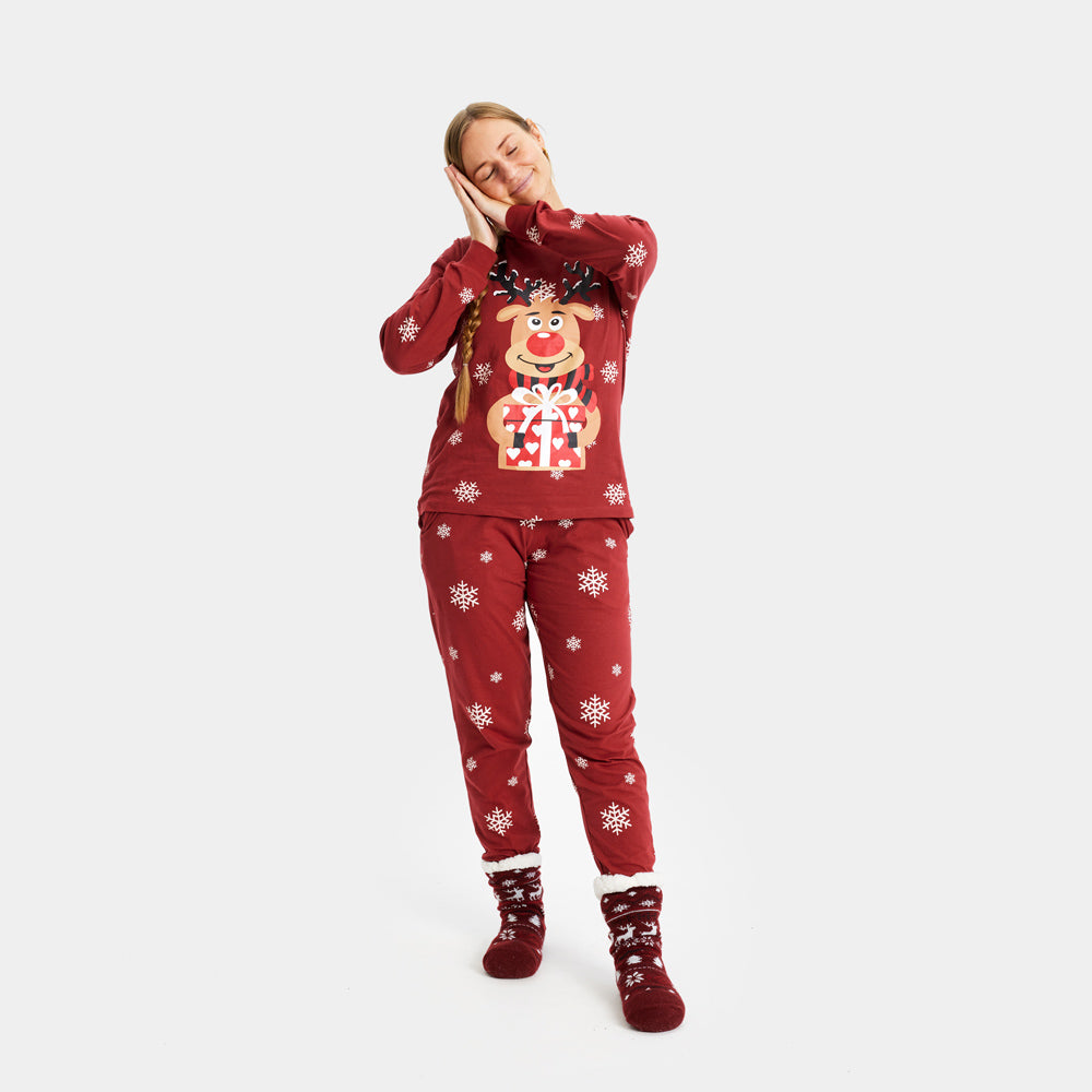 Red Christmas Pyjama Womens Rudolph the Reindeer
