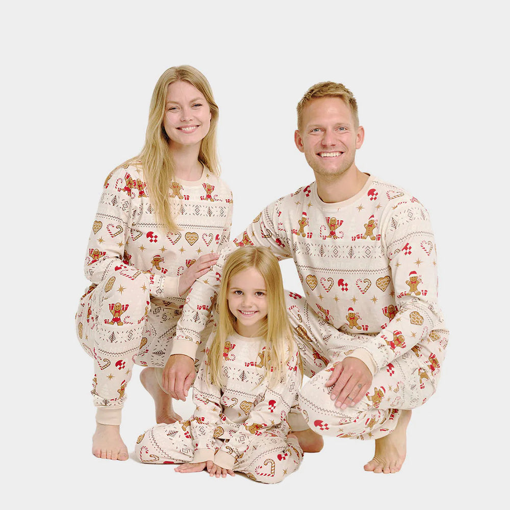 Beige Christmas Pyjama for Family Gingercookies
