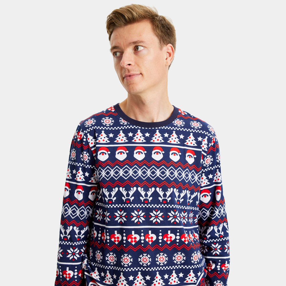 Christmas Pyjama Men Santa Reindeers Hearts
