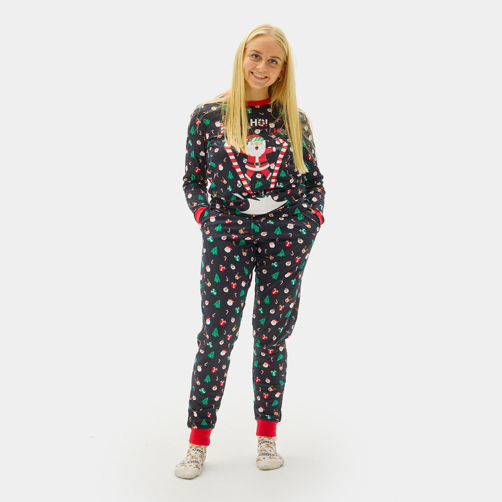 Christmas Pyjama for Women with Skiing Santa
