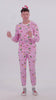 Pink Organic Cotton Christmas Pyjamas for Women and Men with Festive Motifs